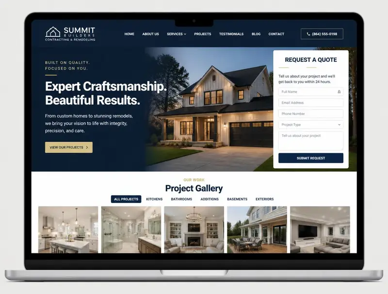 Website design concept for Summit Builders